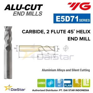 E5D71 Series ALU CUT - Carbide Square Endmill 2 Flute YG-1