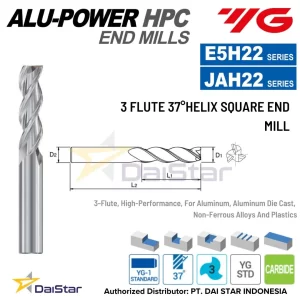 E5H22/JAH22 ALU-POWER HPC Carbide Square Endmill 3 Flute YG-1