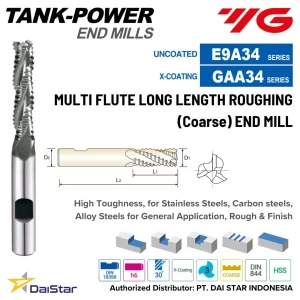 E9A33/GAA34- TANK POWER HSS-PM Roughing Endmill Multi Flute Long - Coarse YG-1