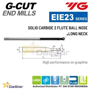 EIE23- G-CUT Carbide Ball Nose Endmill 2 Flute Long Neck YG-1