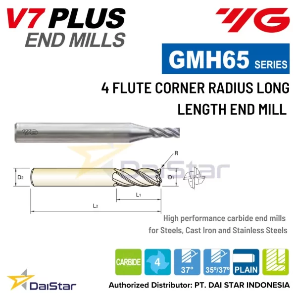 YG-1 EMD61024 Carbide V7 Mill INOX Corner Radius End Mill, Milling Bit