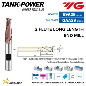 E9942/GA942 - TANK POWER HSS-PM Square endmill 3 Flute Stub YG-1
