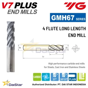 GMH67 Series V7 PLUS - Carbide Square Endmill 4 Flute Long Length YG-1