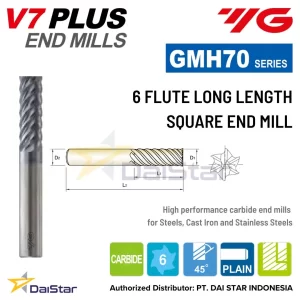 GMH70 Series V7 PLUS - Carbide Square Endmill 6 Flute Long Length YG-1