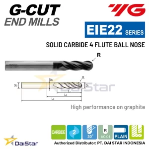 EIE22 - G-CUT Carbide Ballnose Endmill 4 Flute YG-1
