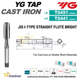 T0451/T0441 Series - Solid Carbide Straight Flute Tap for Cast Irons YG1