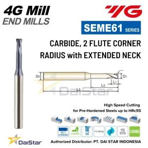 SEME61 Series 4G MILL - Corner Radius Long Neck 2 Flute YG1