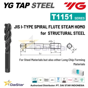 T1151 Series - I-SP Spiral Flute Taps for Soft Structural Steels YG1