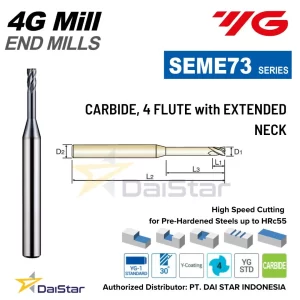 SEME73 Series 4G MILL - Carbide Endmill Long Neck 4 Flute YG1