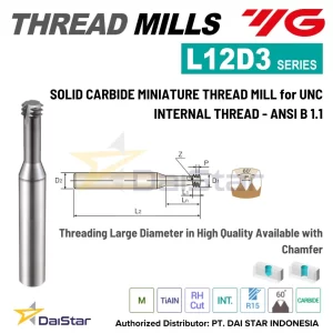 L12D3 Series - Solid Carbide Miniature Thread Mill for UNC Internal Thread - ANSI B 1.1 YG1