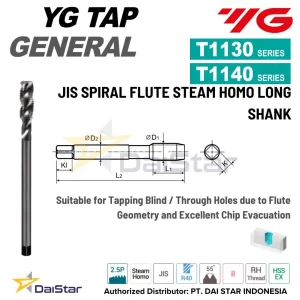 T1130/T1140 Series - I-SP Long Shank Spiral Flute Tap for General Purpose YG1