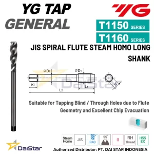 T1150/T1160 Series - I-SP Long Shank Spiral Flute Tap for General Purpose YG - 1