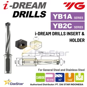 YB1A/YB2C Series - Carbide i-Dream Drills Insert and Holder YG1