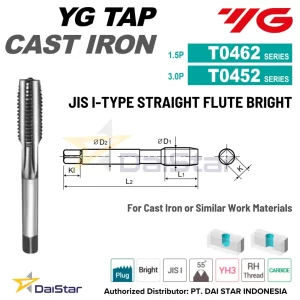 T0462/T0452 Series - Solid Carbide Straight Flute Taps for Cast Irons YG1