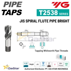 T2538 Series -Spiral Flute Straight Pipe Taps for PS Threads YG1