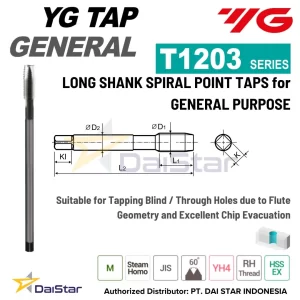 T1203 Series - I-GP Long Shank Spiral Point Tap For General Purpose YG1