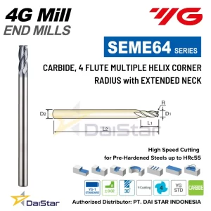 SEME64 Series 4G MILL - Endmill Corner Radius Long Neck 4 Flute YG1
