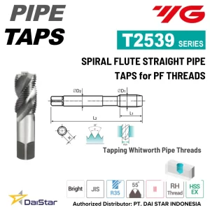 T2539 Series - Spiral Flute Straight Pipe Tap for PF Threads YG1