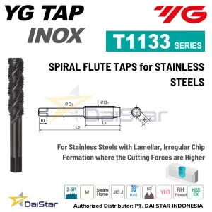 T1133 Series - J-TYPE Spiral Flute Taps for Stainless Steel YG1