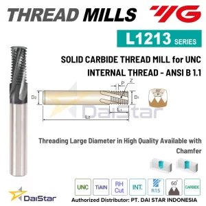 L1213 Series - Solid Carbide Thread Mill for UNC Internal Thread - ANSI B 1.1 YG1
