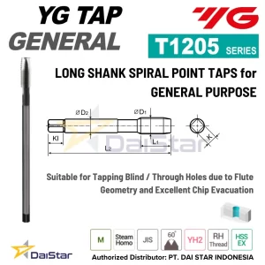 T1205 Series - I-GP Long Shank Spiral Point Tap for General Purpose YG1
