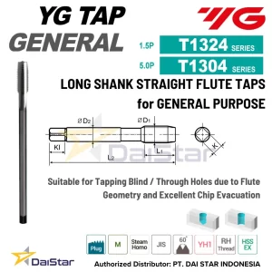 T1324/T1304 Series - I-SP Long Shank Straight Flute Tap for General Purpose YG1