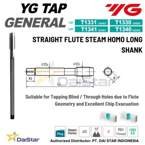 T1331/T1341/T1330/T1340 - W I-SP Tap General Long Shank Straight Flute YG-1