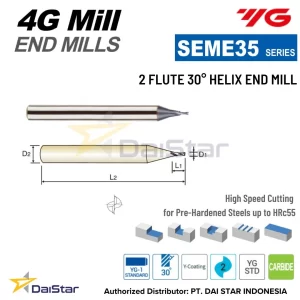 SEME35 Series 4G MILL - Square Endmill Carbide 2 Flute Short YG1