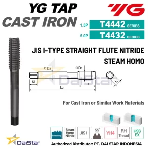 T4442/T4432 Series - Straight Flute Tap for Cast Irons YG1