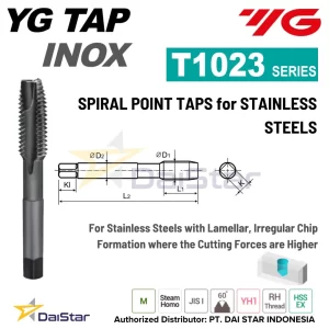 T1023 I-TYPE HSS Machine Tap Spiral Point for Deep Holes YG1- Tap Mesin untuk Stainless