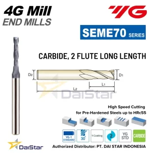 SEME70 Series 4G MILL - Square Endmill Carbide 2 Flute Long YG1