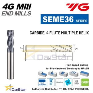 SEME36 Series 4G MILL - Square Endmill Carbide 4 Flute Short YG1
