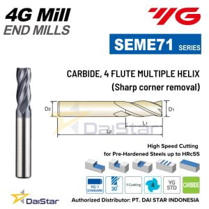 SEME71 Series 4G MILL - Square Endmill Carbide 4 Flute YG1 (Sharp Corner Removal)