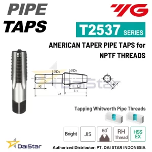 T2537 Series - American Taper Pipe Tap for NPTF Threads YG1