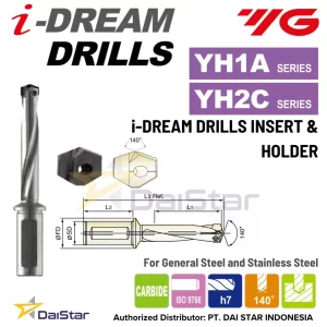 YH1A/YH2C Series - Carbde i-Dream Drills Insert and Holder YG1