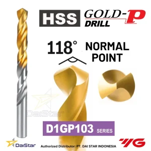 D1GP103 - HSS Drill GOLD-P Normal Point YG1 - Mata Bor Besi Baja Stainless