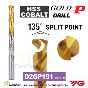 D2GP191 - HSS Cobalt Drill Gold-P YG1 - Mata Bor Cobalt Stainless Baja