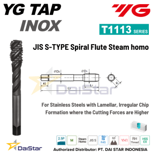 T1113 Series - S-TYPE Spiral Flute Tap for Deep Holes (for Stainless Steel) YG1